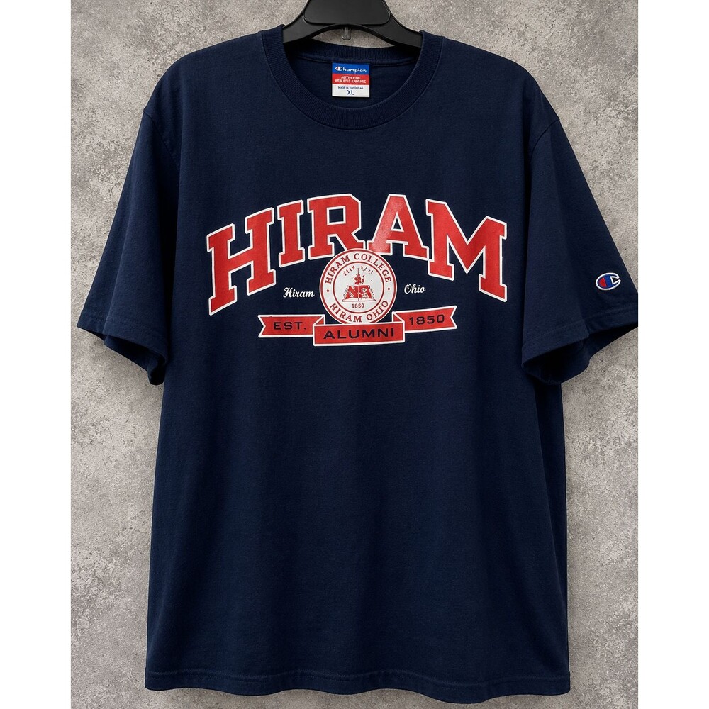 Hiram College Champion T Shirt Mens XL Navy Alumni Ohio Collegiate Tee Y2K